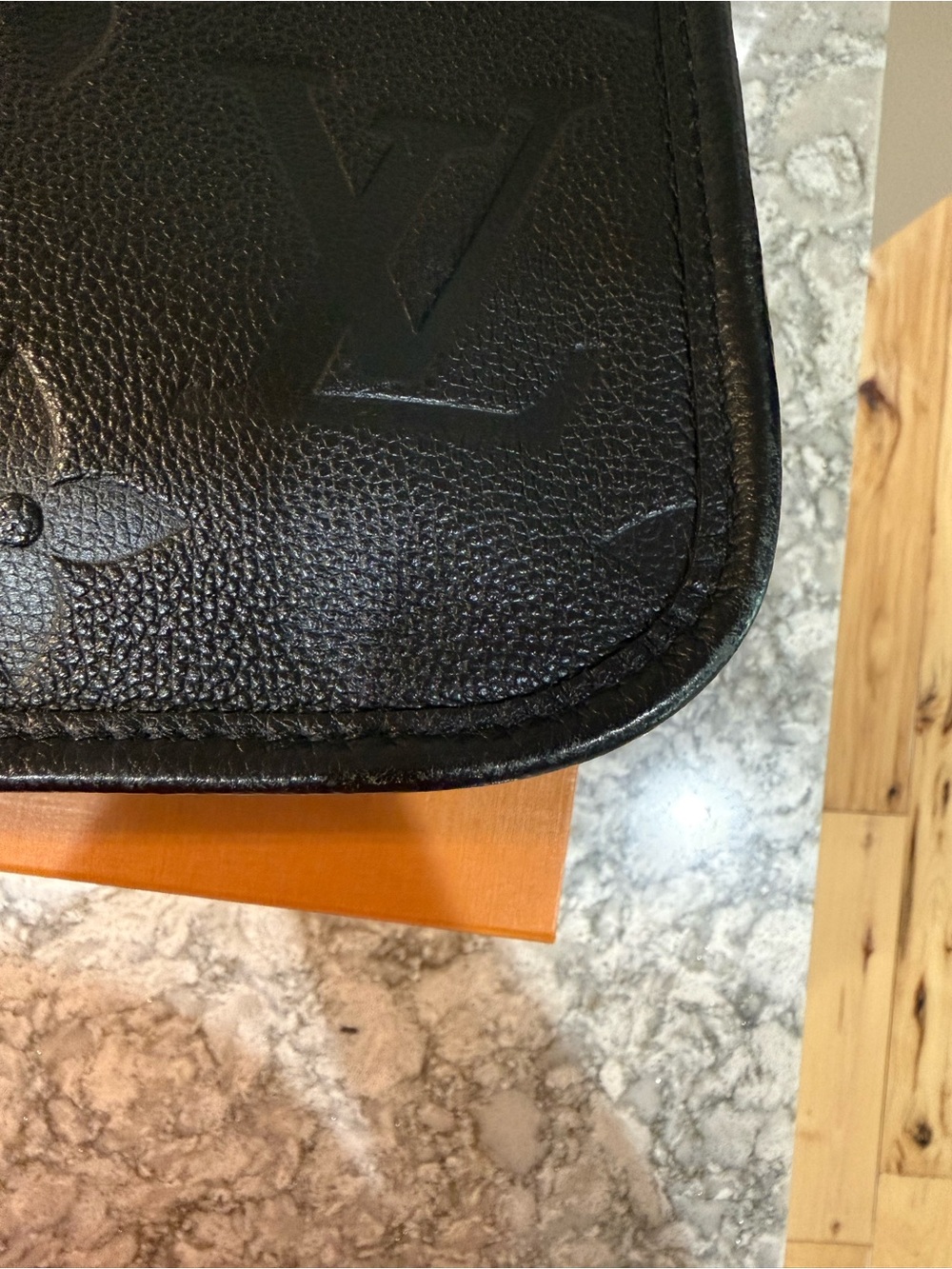 Louis Vuitton Black Embossed Monogram Crossbody with Branded Strap - Picture 6 of 7